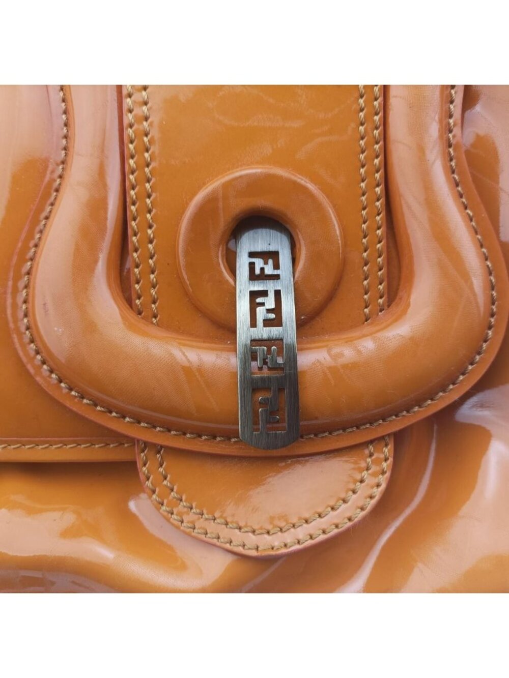 ★SOLD★ Fendi b Bag Orange Patent - Picture 14 of 15
